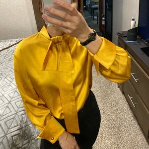satin gold mustard top
